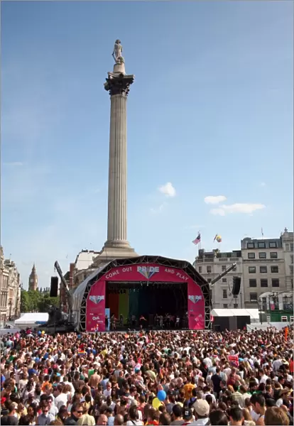 Crowds in Trafalgar Square at London Pride Parade 2009