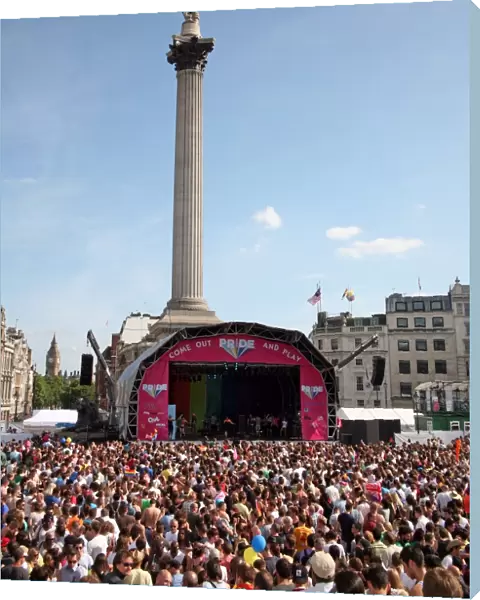 Crowds in Trafalgar Square at London Pride Parade 2009