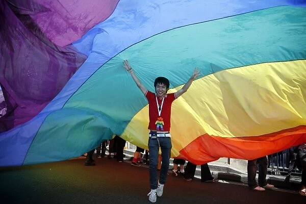 London Pride. Rainbow flag at Gay Pride Parade London