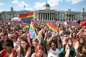 Crowd at Trafalgar Square at London Pride Parade 2009