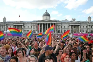 Crowds at Trafalgar Square at London Pride Parade 2009