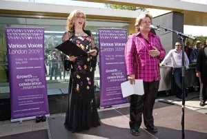 Lesley Garrett and Sandy Toksvig launching the Various Voices, Gay Singing Festival