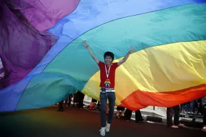<b class=qtipBold><figcaption>London Pride</figcaption></b><br>Rainbow flag at Gay Pride Parade London<br><em>© Paul Brown</em> London Pride