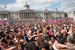 Trafalgar Square crowds at London Pride Parade 2009
