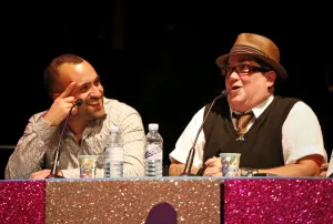 Lucio Buffone and Lea DeLaria judging Best in Show at Various Voices, Singing Festival Lucio Buffone and Lea DeLaria judging Best in Show at Various Voices, Singing Festival