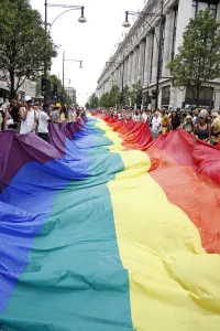 Rainbow Flag on Oxford Street at London Pride Parade 2009